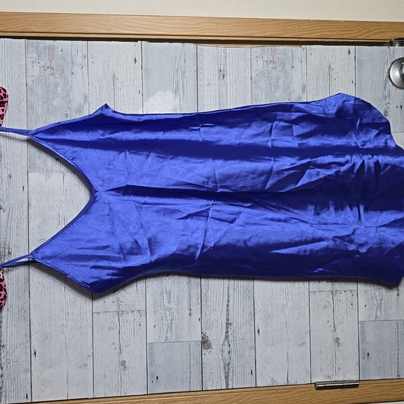 Vintage HONORS Intimate Blue Satin Lingerie Slip Dress Size Medium - Picture 3 of 9